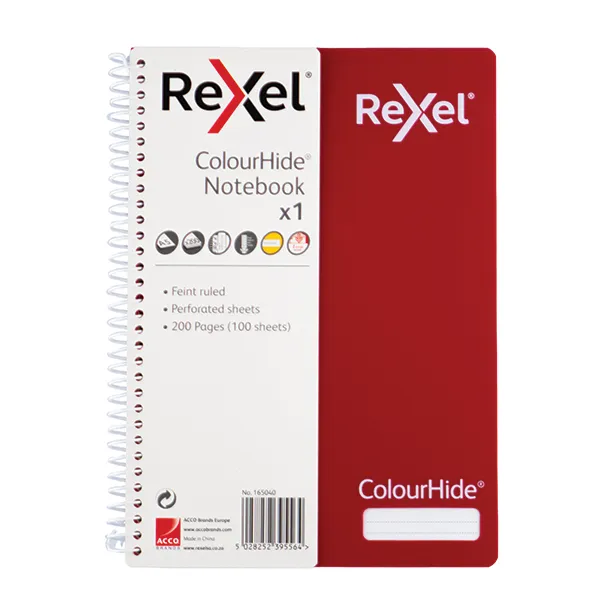 Rexel Colourhide A5 Notebook 200 Pages - Red