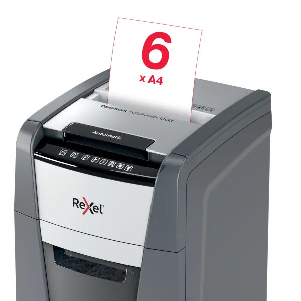 Rexel Optimum AutoFeed 130M Micro Cut Shredder - 130 Sheets Rexel Optimum AutoFeed 130M Automatic Micro Cut Paper Shredder
