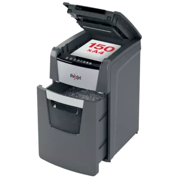 Rexel Optimum AutoFeed+ 150M Paper Shredder Front View Front view of Rexel Optimum AutoFeed+ 150M automatic micro cut shredder P5