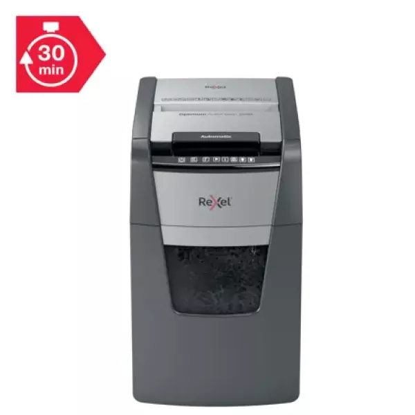 Rexel Optimum AutoFeed+ 150M Paper Shredder Front View Front view of Rexel Optimum AutoFeed+ 150M automatic micro cut shredder P5