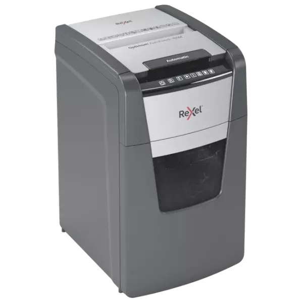Rexel Optimum AutoFeed+ 150M Paper Shredder Front View Front view of Rexel Optimum AutoFeed+ 150M automatic micro cut shredder P5