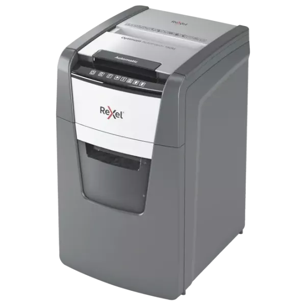 Rexel Optimum AutoFeed+ 150M Paper Shredder Front View Front view of Rexel Optimum AutoFeed+ 150M automatic micro cut shredder P5