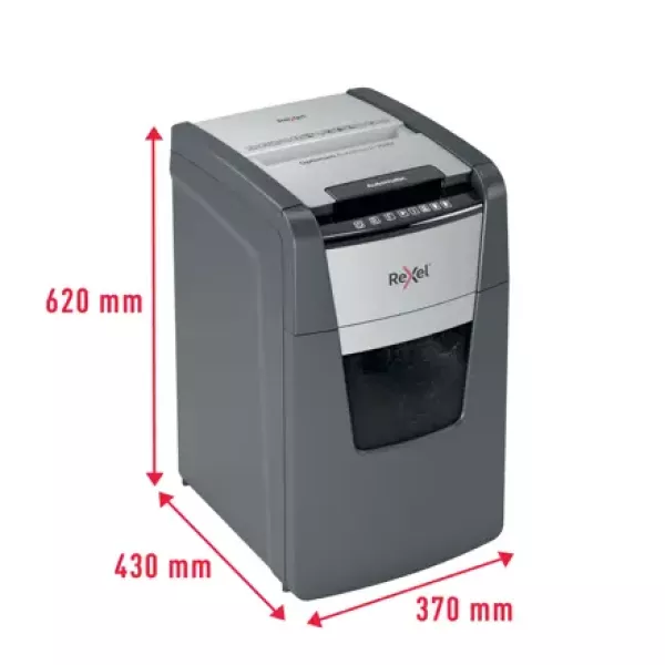 Rexel Optimum AutoFeed+ 150M Paper Shredder Front View Front view of Rexel Optimum AutoFeed+ 150M automatic micro cut shredder P5