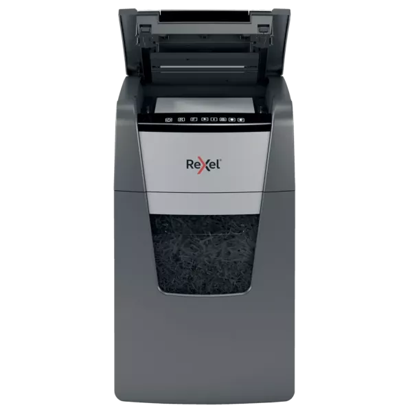 Rexel Optimum AutoFeed+ 150M Paper Shredder Front View Front view of Rexel Optimum AutoFeed+ 150M automatic micro cut shredder P5