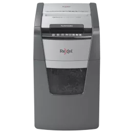 Front view of Rexel Optimum AutoFeed+ 150M automatic micro cut shredder P5