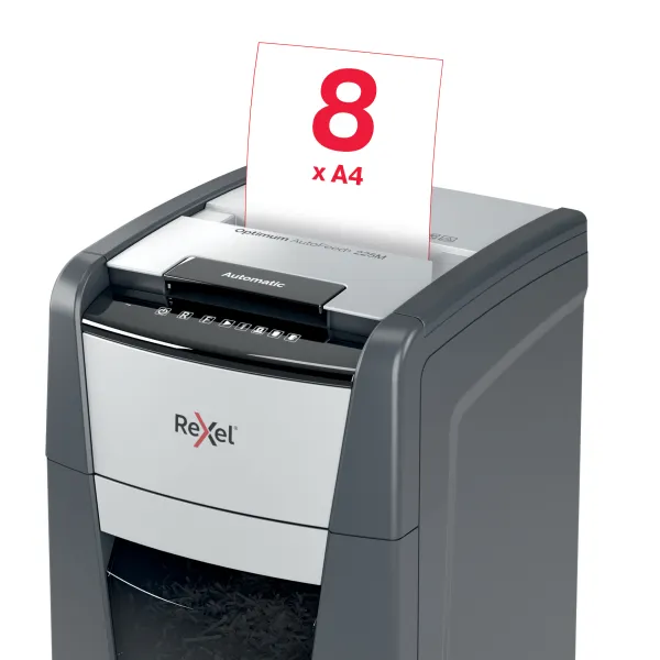 Rexel Optimum AutoFeed+ 225M Automatic Micro Cut Shredder Rexel Optimum 225M AutoFeed micro cut paper shredder for small office use
