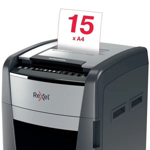 Rexel Optimum AutoFeed+ 750M Shredder Rexel Optimum AutoFeed+ 750M Automatic 750 Sheet Micro Cut Shredder