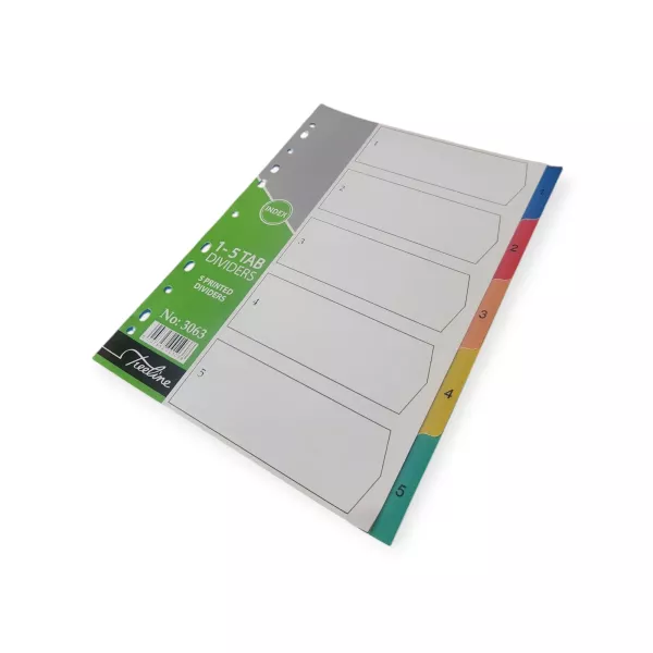 TREELINE A4 Divider PVC Numbered Index 1 to 5 - Printed