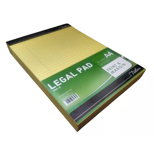 TREELINE A4 Legal Pad 50 Page - Yellow Bond Paper - Pack of 5 TREELINE A4 Legal Pad 50 Page - Yellow Bond Paper - Pack of 5