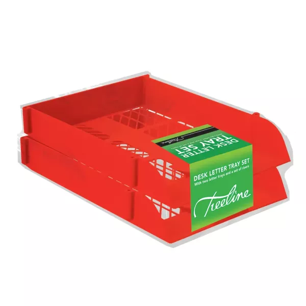 TREELINE Desk Letter Tray Set - Red