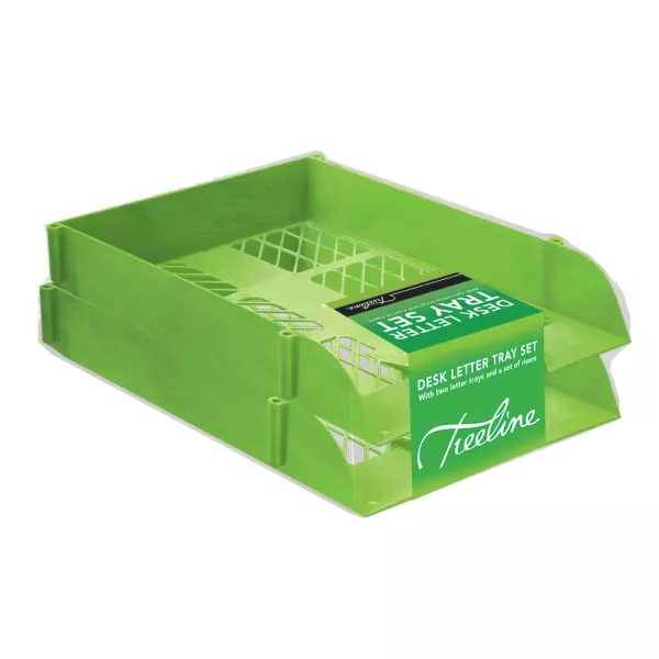 TREELINE Desk Letter Tray Set - Lime Green