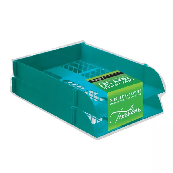 TREELINE Desk Letter Tray Set - Azure Blue TREELINE Desk Letter Tray Set - Azure Blue