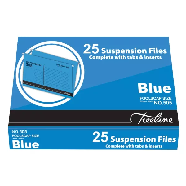 TREELINE Foolscap Suspension Files Blue - Pack of 25 TREELINE Foolscap Suspension Files Blue - Pack of 25