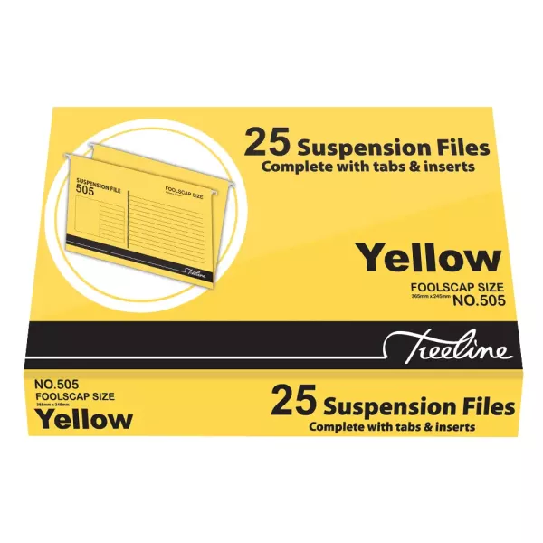 TREELINE Foolscap Suspension Files Yellow - Pack of 25