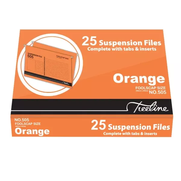 TREELINE Foolscap Suspension Files Orange - Pack of 25