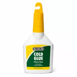 ALCOLIN Cold Glue Wood Glue 125ml bottle with yellow applicator cap, front view