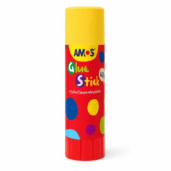 Front view of AMOS Glue Stick 40g non-toxic washable school glue