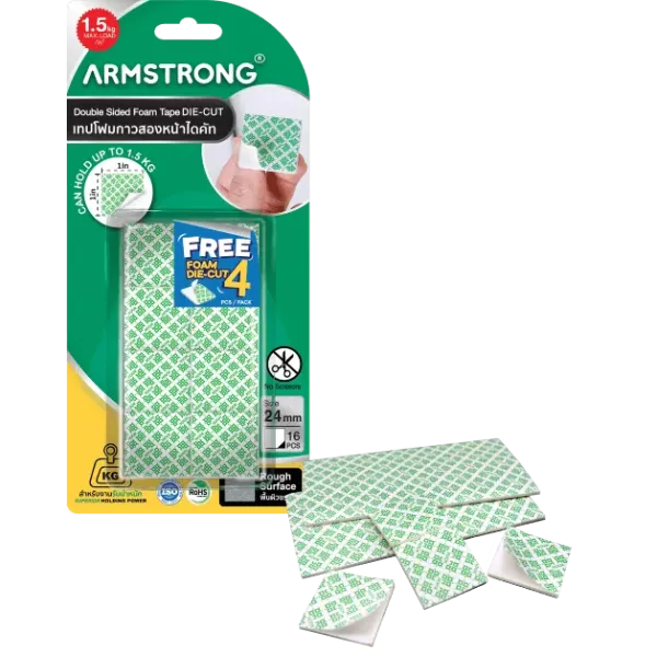 Armstrong Mounting Squares 24 x 24mm 16pcs Armstrong mounting squares 24 x 24mm pack of 16 double-sided foam squares
