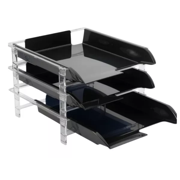 BANTEX Vision Letter Tray - 3 Tier - Black