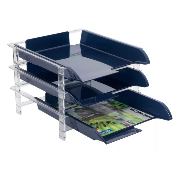 BANTEX Vision Letter Tray - 3 Tier - Blue