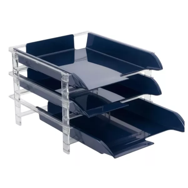 BANTEX Vision Letter Tray - 3 Tier - Blue