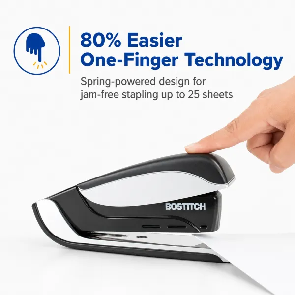 Bostitch 1140 Quantum Desktop Stapler Black/Silver Side View Bostitch 1140 Quantum black and silver desktop stapler side view