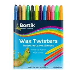 BOSTIK Wax Twisters assorted colour wax crayons in original retail packaging