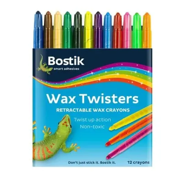 BOSTIK Wax Twisters assorted colour wax crayons in original retail packaging