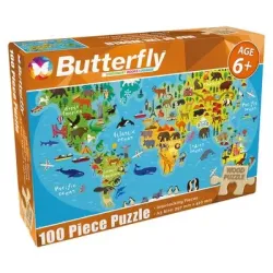 Butterfly 100 Piece Wooden Puzzle - Assorted Designs Butterfly 100 Piece Wooden Puzzle - Assorted Designs