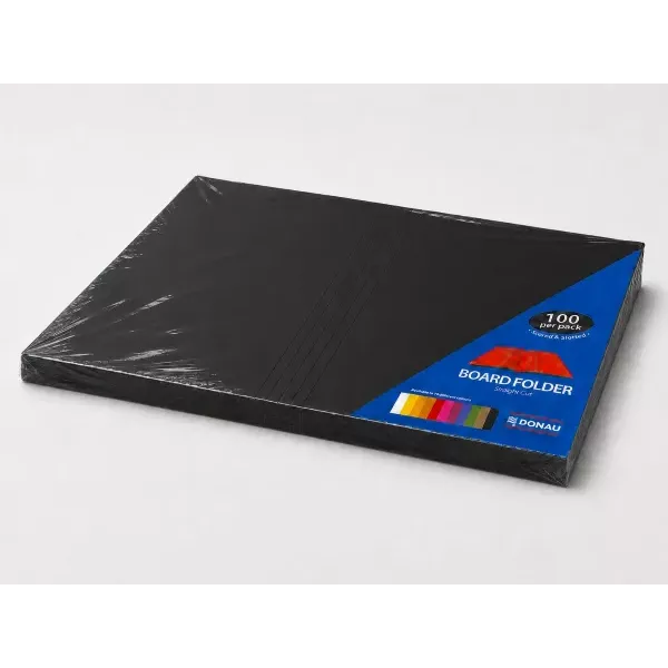 DONAU Bright Board Folders 180gsm Foolscap Black Pack 100