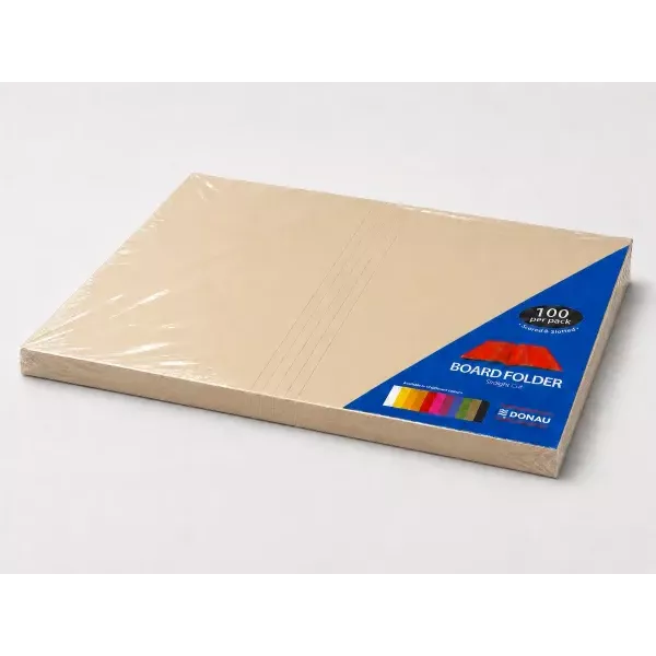 DONAU Bright Board Folders 180gsm Foolscap Buff Pack 100 DONAU Bright Board Folders 180gsm Foolscap Buff Pack 100