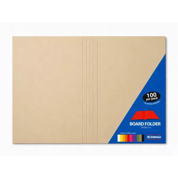 DONAU Bright Board Folders 180gsm Foolscap Buff Pack 100 DONAU Bright Board Folders 180gsm Foolscap Buff Pack 100