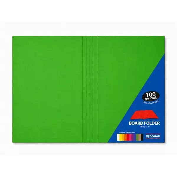 DONAU Bright Board Folders 180gsm Foolscap Green Pack 100