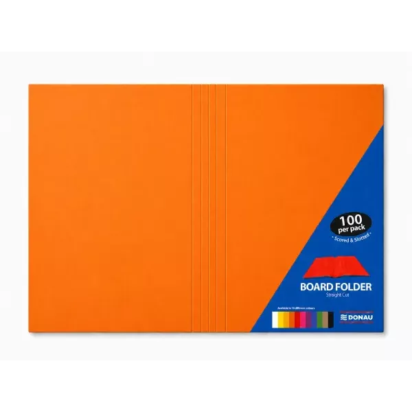 DONAU Bright Board Folders 180gsm Foolscap Orange Pack 100