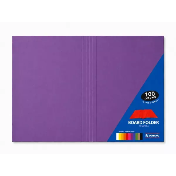 DONAU Bright Board Folders 180gsm Foolscap Purple Pack 100 DONAU Bright Board Folders 180gsm Foolscap Purple Pack 100