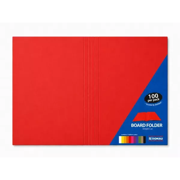 DONAU Bright Board Folders 180gsm Foolscap Red Pack 100 DONAU Bright Board Folders 180gsm Foolscap Red Pack 100