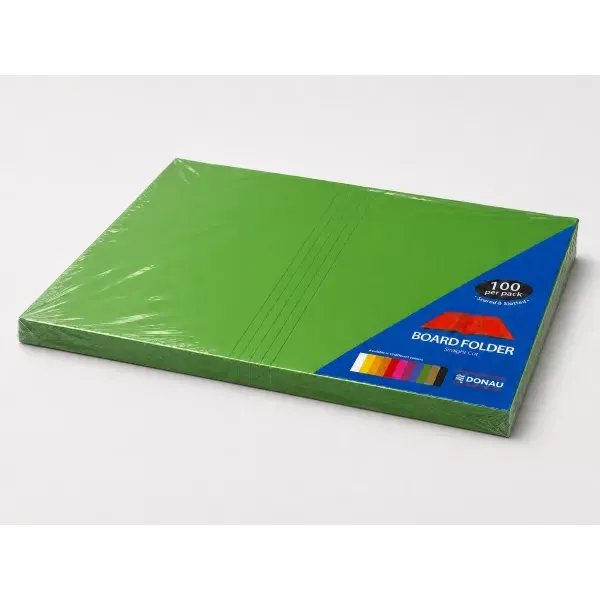 DONAU Bright Board Folders 180gsm Foolscap Green Pack 100