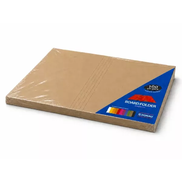 DONAU Bright Board Folders 180gsm Foolscap Kraft Pack 100