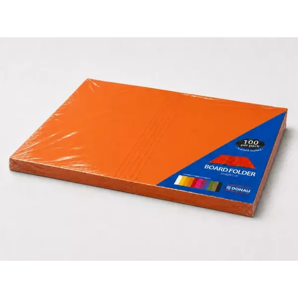 DONAU Bright Board Folders 180gsm Foolscap Orange Pack 100
