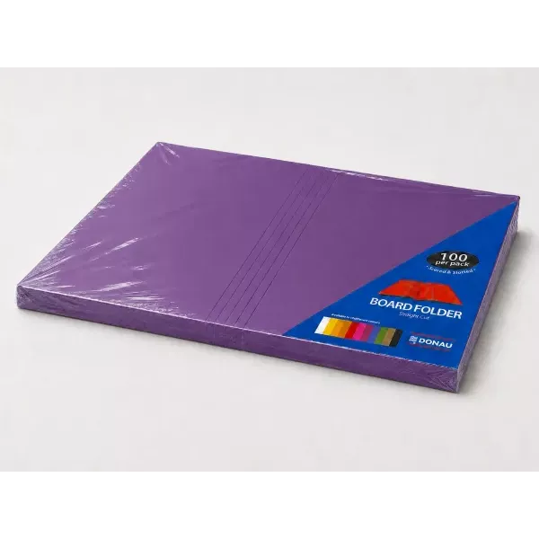 DONAU Bright Board Folders 180gsm Foolscap Purple Pack 100 DONAU Bright Board Folders 180gsm Foolscap Purple Pack 100