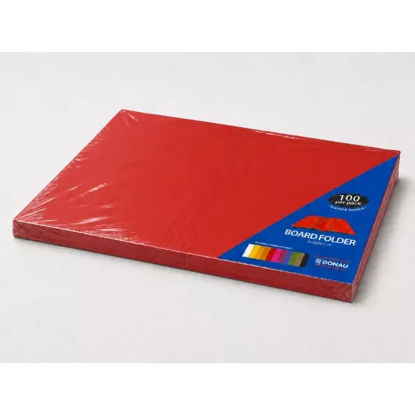 DONAU Bright Board Folders 180gsm Foolscap Red Pack 100 DONAU Bright Board Folders 180gsm Foolscap Red Pack 100