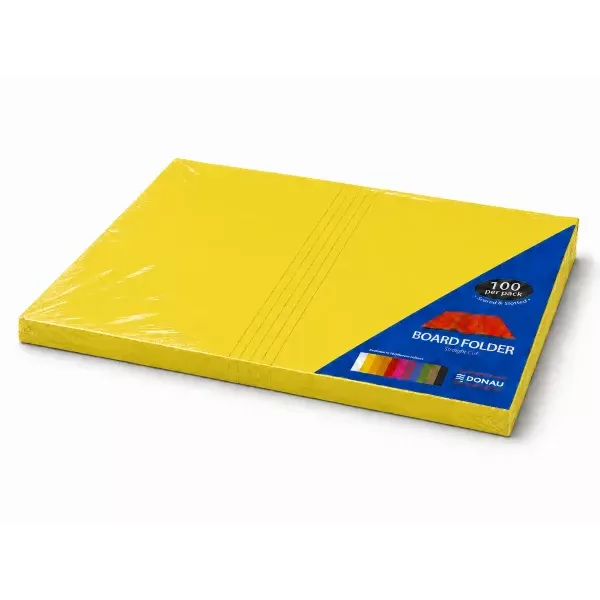DONAU Bright Board Folders 180gsm Foolscap Yellow Pack 100