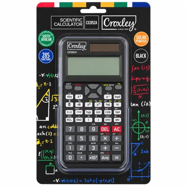 Croxley CX285ZA black scientific calculator with 285 functions in retail packaging