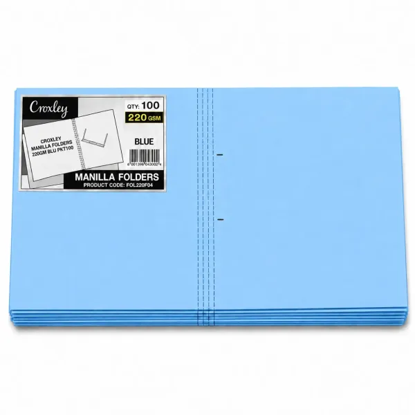 Croxley Manilla Folders 220gsm Blue Pack 100 Croxley Manilla Folders 220gsm Blue Pack 100
