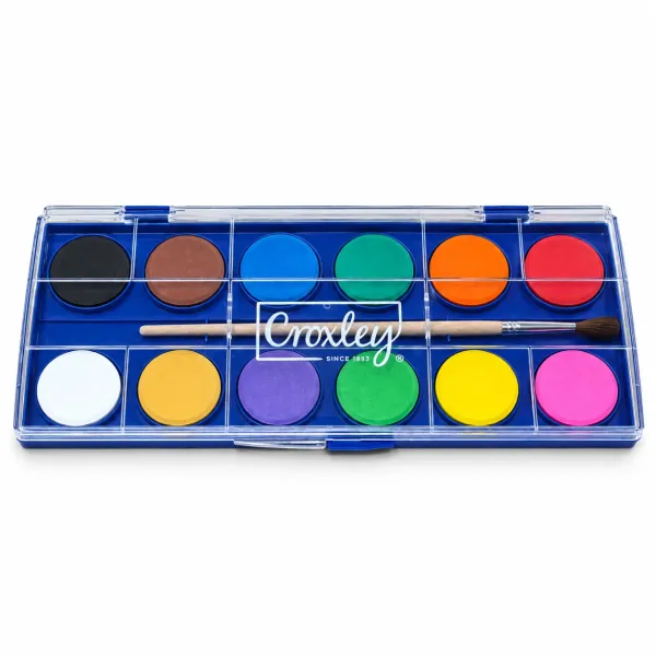 Croxley Create 12 Colour Watercolour Paint Set with Brush in Retail Pack