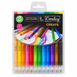 Croxley Create Retractable Wax Crayons - 12 Colours Croxley Create retractable wax crayons in 12 colours, front view of packaging