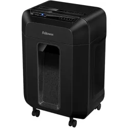 Angled view of Fellowes AutoMax 80M 80-sheet P4 mini-cut auto feed shredder