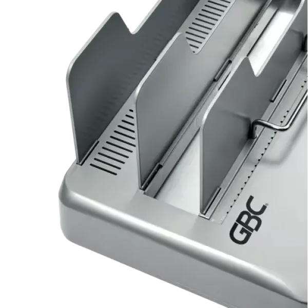 GBC TB500 heavy duty thermal binding machine in silver showing compact front angled view
