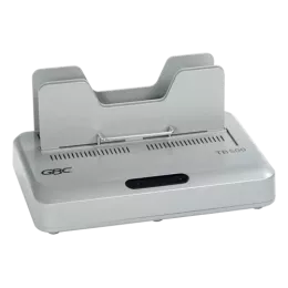 GBC TB500 heavy duty thermal binding machine in silver showing compact front angled view