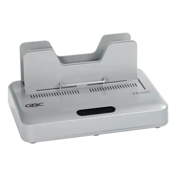 GBC TB500 heavy duty thermal binding machine in silver showing compact front angled view